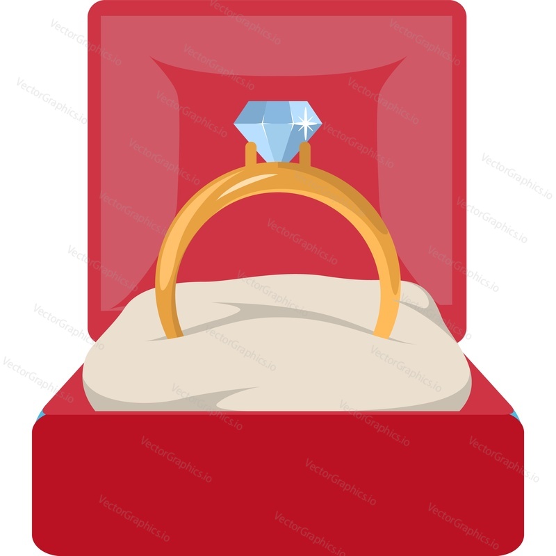 Wedding ring in box vector icon isolated on white background