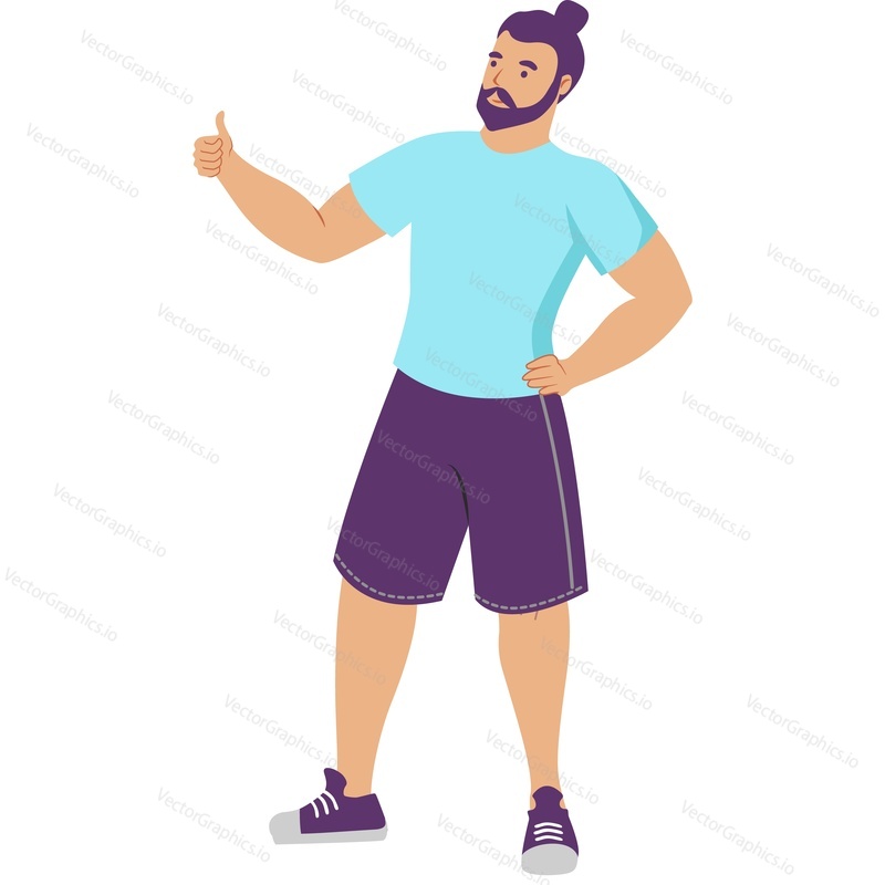 Man with thumbsup approve gesture vector icon isolated on white background