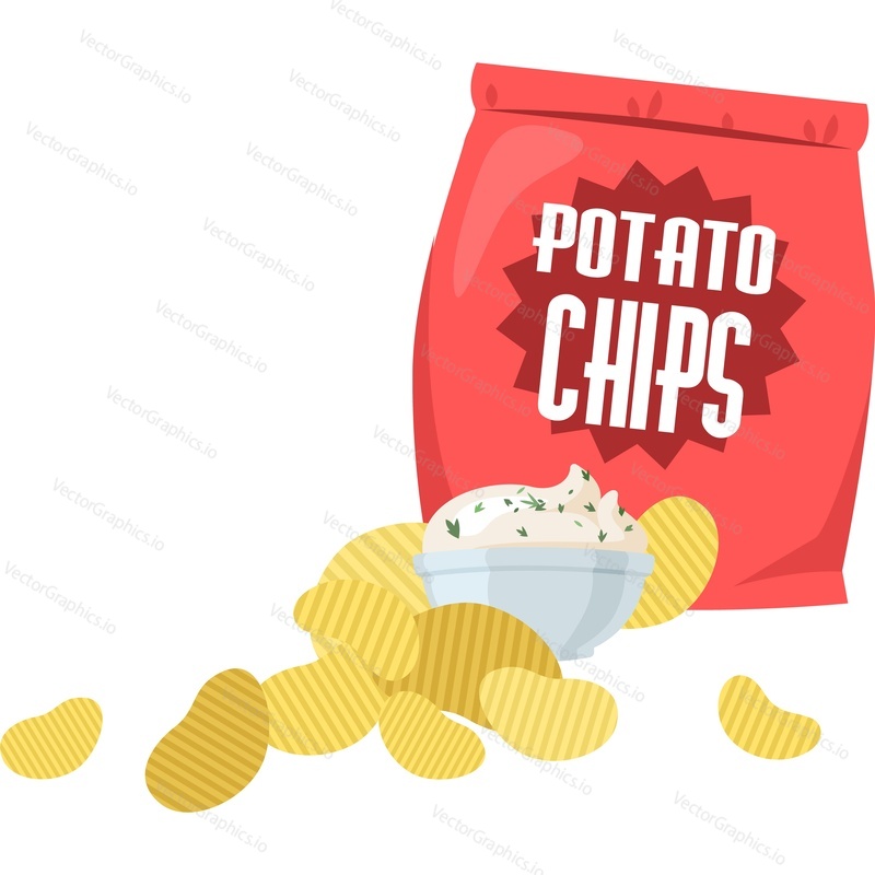 Potato chips snack pack vector icon isolated on white background