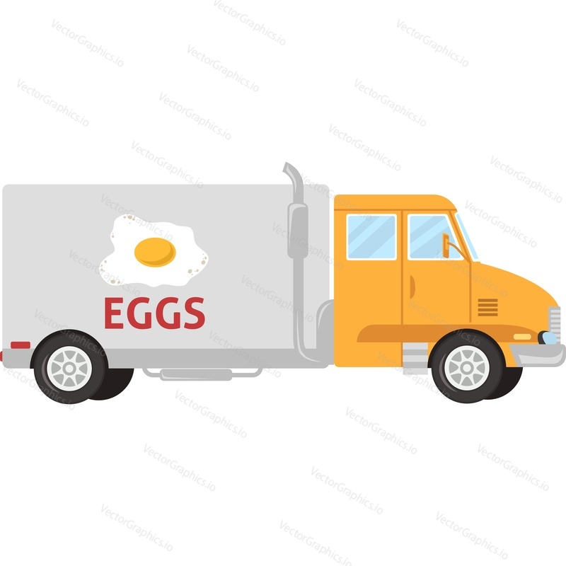 Eggs transportation by delivery truck vector icon isolated on white background