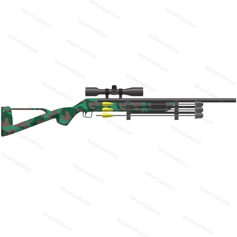 Military crossbow riffle with aim vector icon isolated on white background