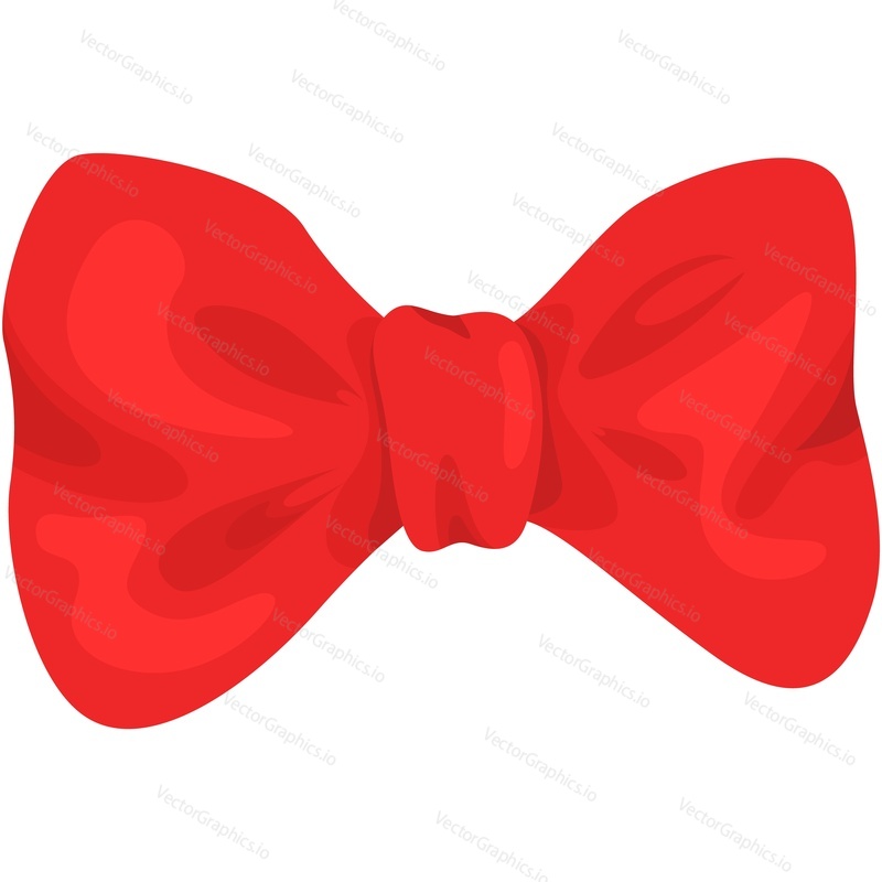 Red bow vector. Bowtie butterfly ribbon knot suit wear isolated on white background. Classic clothes elegant accessory illustration