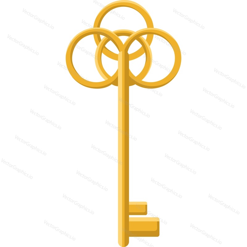 Винтажный векторный значок золотого ключа, изолированный на белом фоне