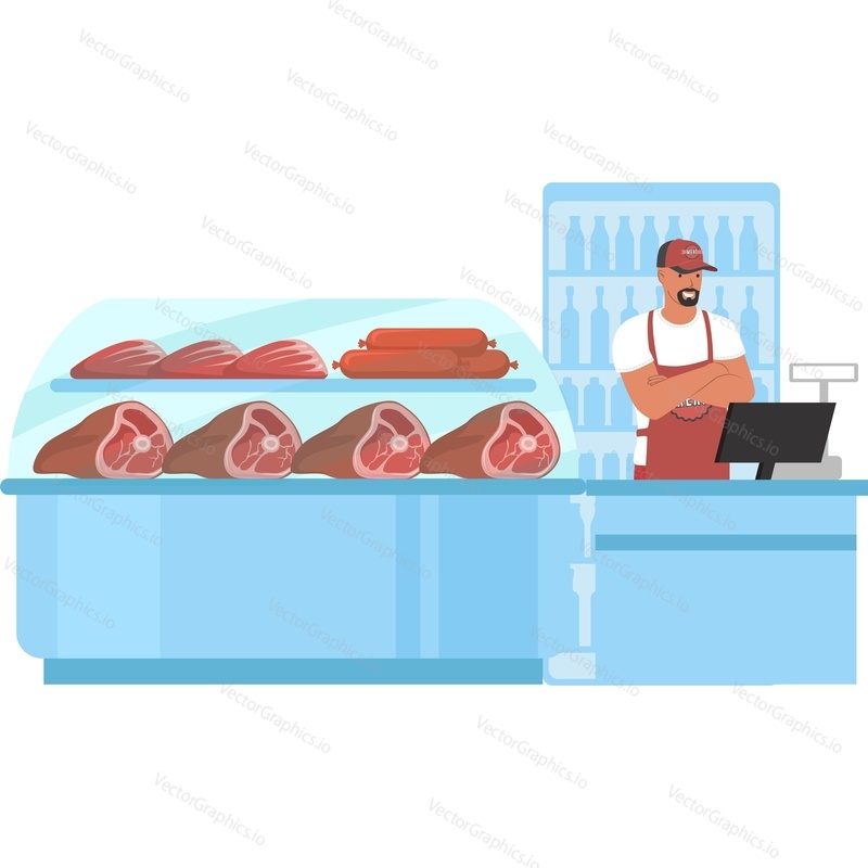 butcher shop display vector icon isolated on white background