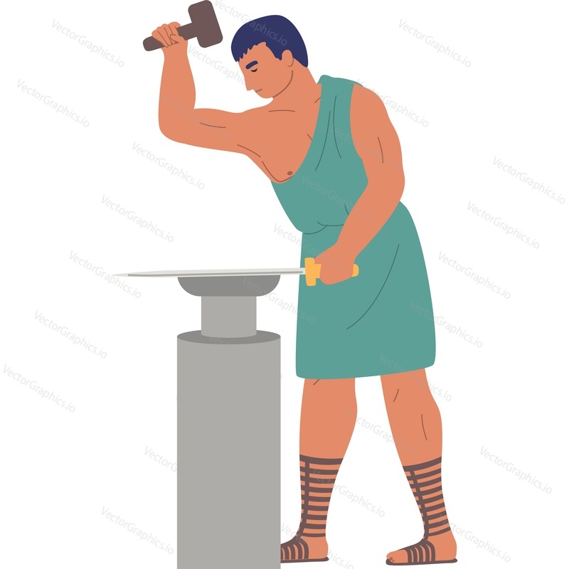Ancient Roman blacksmith vector icon isolated background.