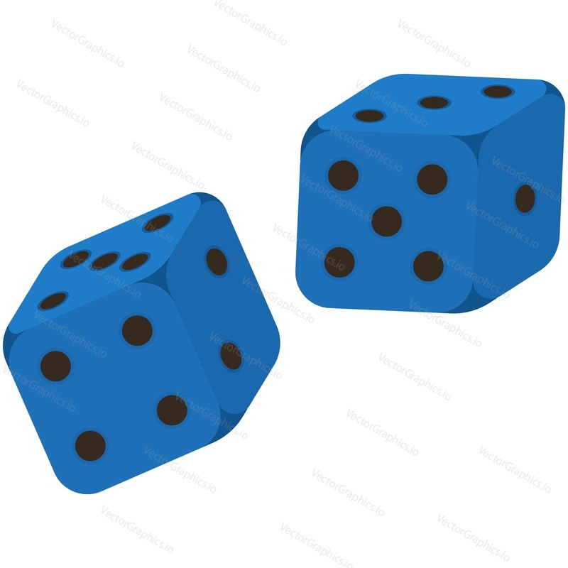 Вектор кубиков. Игровой кубик, отмеченный точками для игры в кости, покер в казино или аксессуары для магического шоу, выделенные на белом фоне