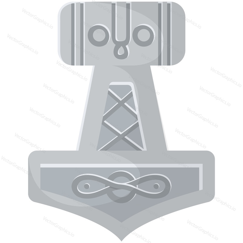 Вектор кельтского орнамента Мьельнира тора или викингов. Норвежский амулет, выделенный на белом фоне. Иллюстрация древнего скандинавского эзотерического символа