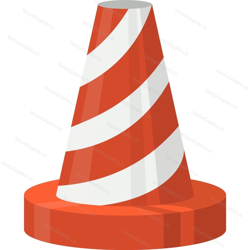 Traffic cone road sign vector icon isolated on white background