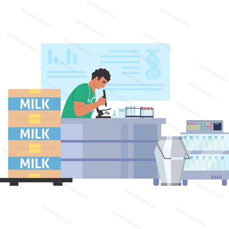 Векторный значок линии контроля качества молока, выделенный на белом фоне