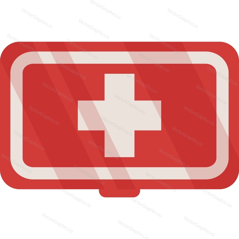 First aid kit box vector icon isolated on white background