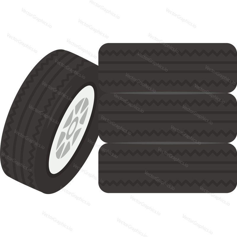 Race car tyre wheels stack vector icon isolated on white background
