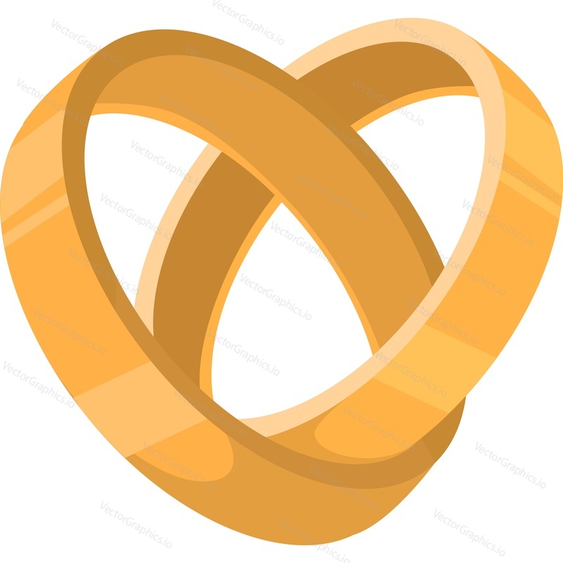 Pair of golden rings for wedding ceremony vector icon isolated on white background