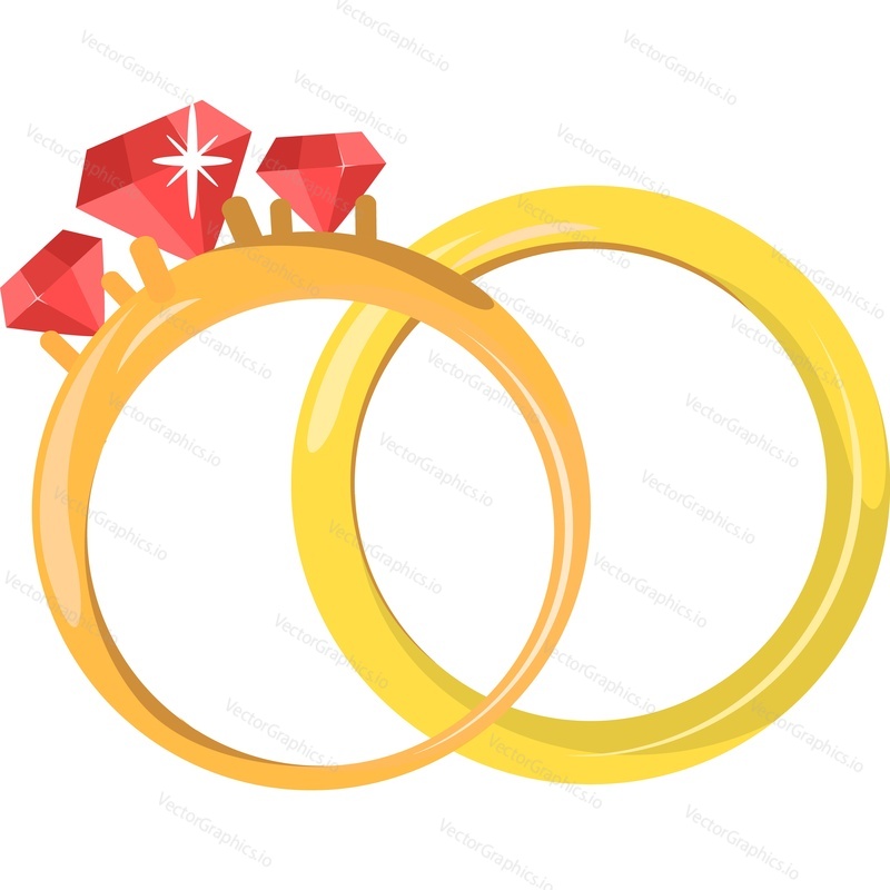 Gold wedding rings vector icon isolated on white background
