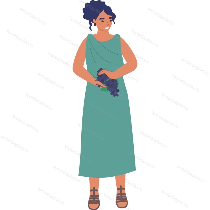 Ancient Roman woman farmer vector icon isolated background.