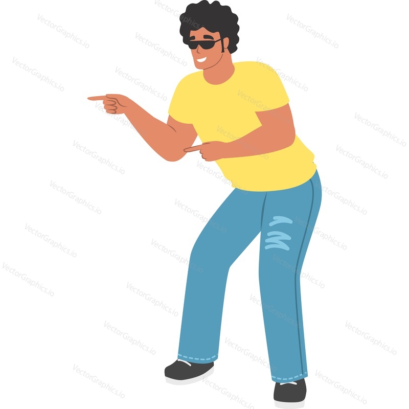 Happy hipster man dancing vector icon isolated on white background