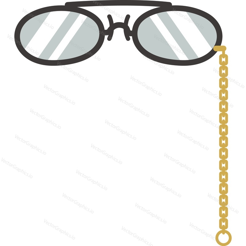 Gentleman golden rimless eyeglasses vector icon isolated on white background