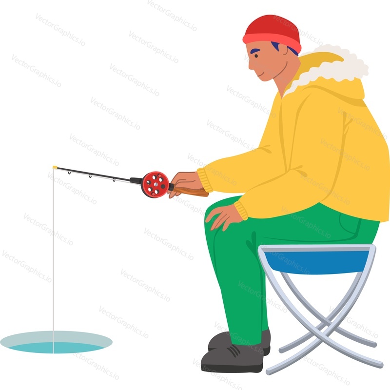 Winter fishing vector icon isolated on white background