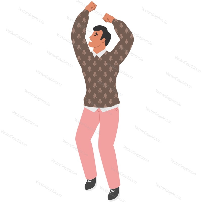 Happy man dancing vector icon isolated on white background