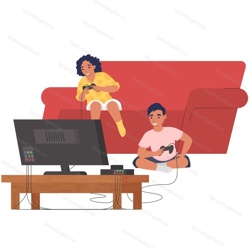 Brother and sister gamers vector icon isolated on white background