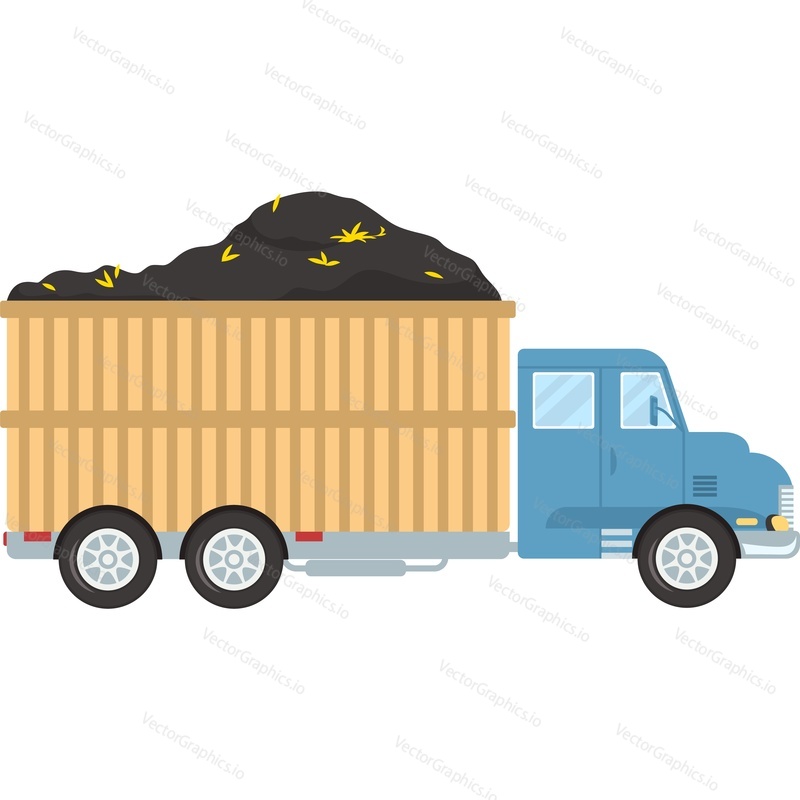Truck delivering sunflower seeds vector icon isolated on white background