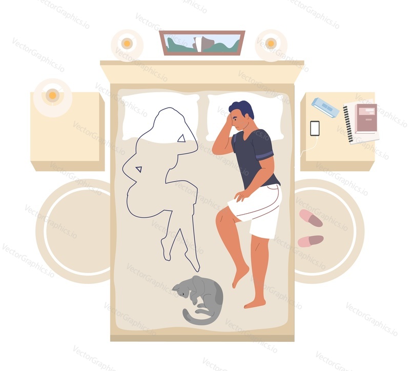 Sad man suffering feeling grief