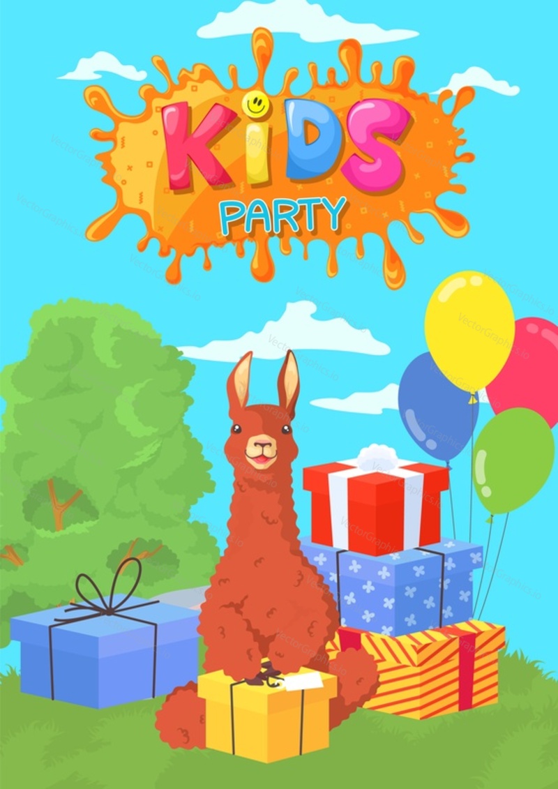 Kids party cartoon poster with