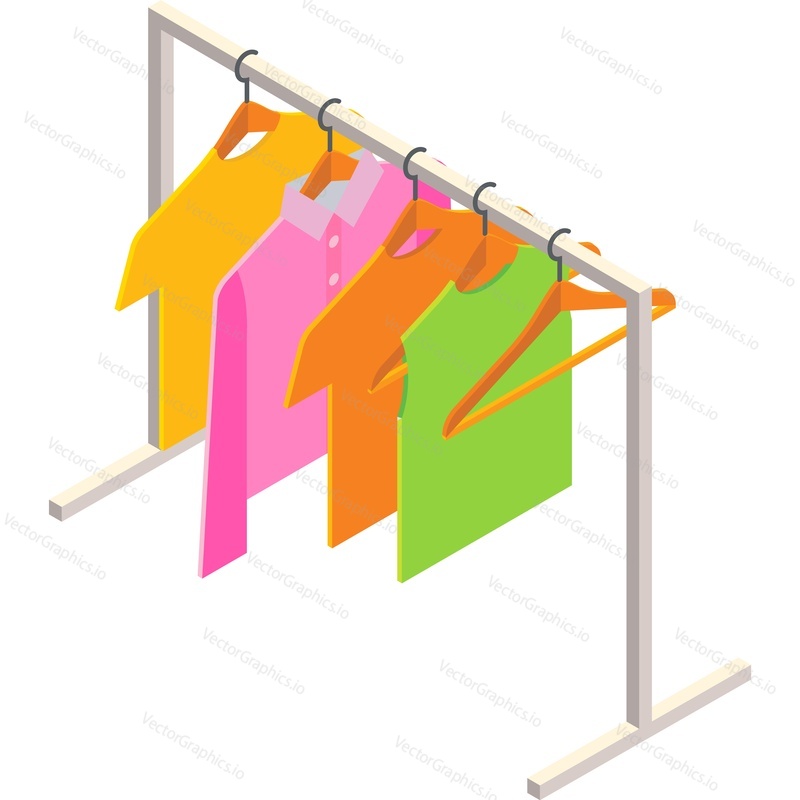Clothes rack wardrobe stand with hanger icon vector isolated on white background. Shop store fashion apparel display
