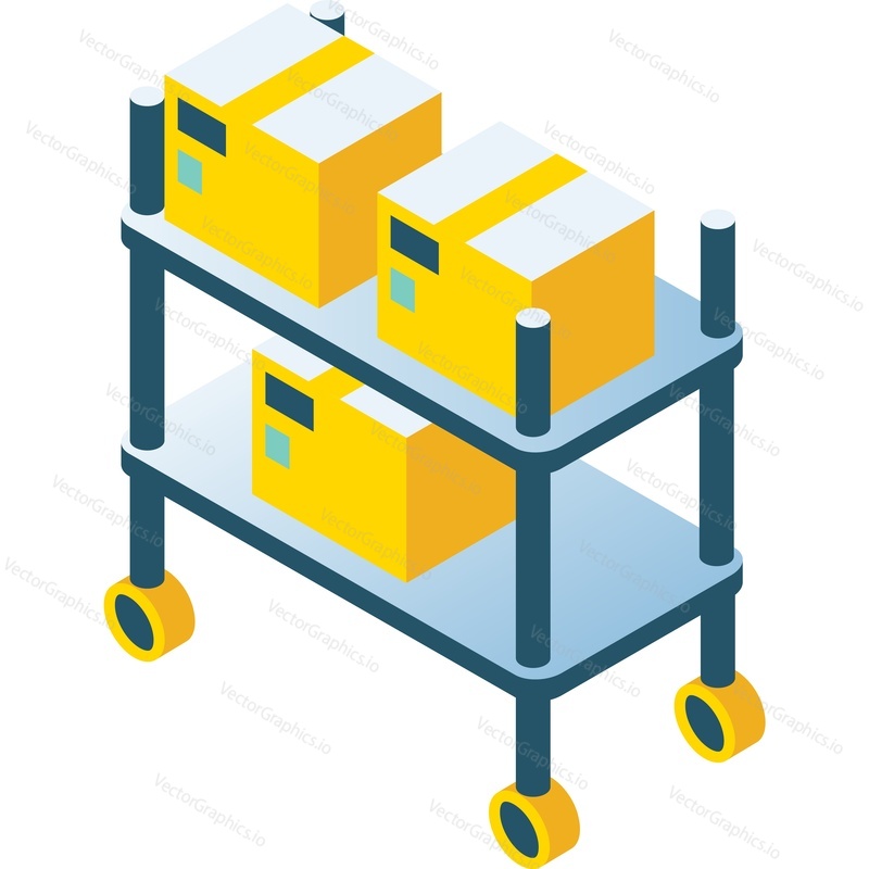 Warehouse rack icon. Vector box package on shelf. Parcel storage, logistics and distribution