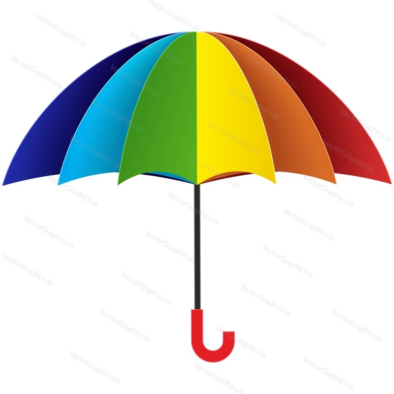 Beach umbrella vector. Sun parasol icon. Summer striped accessory for sunshade, safety sunbathing , protection from sunlight. Object for summertime leisure and relax on tropical seashore isolated