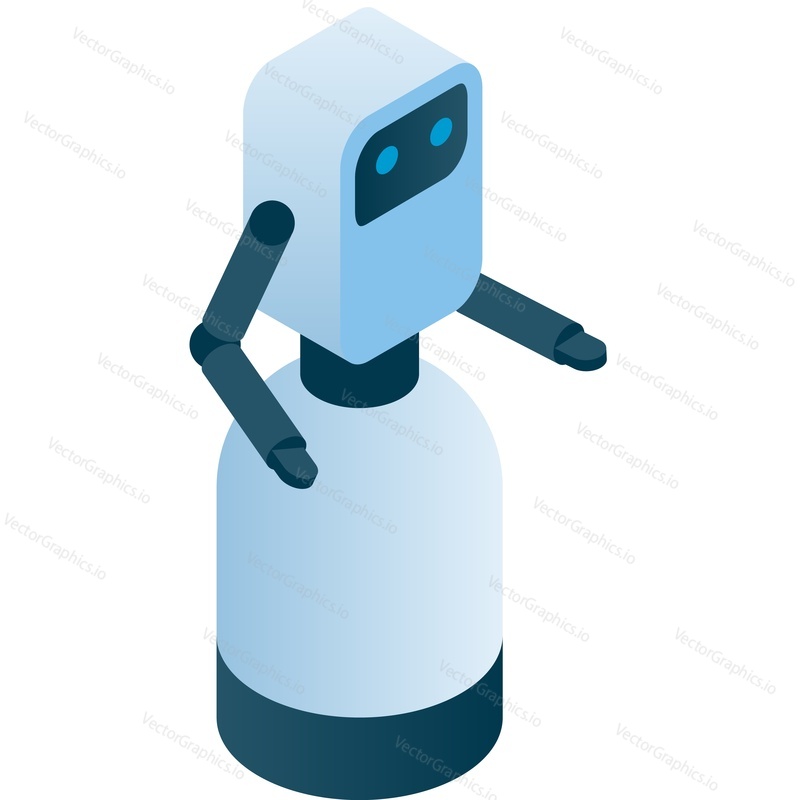 Humanoid robot futuristic cyborg digital character vector icon isolated on white background