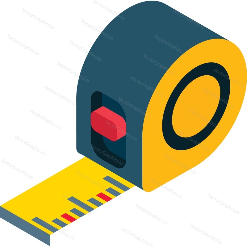 Ruler measure tape vector. Meter roulette icon isolated. Distance and length measurement tool