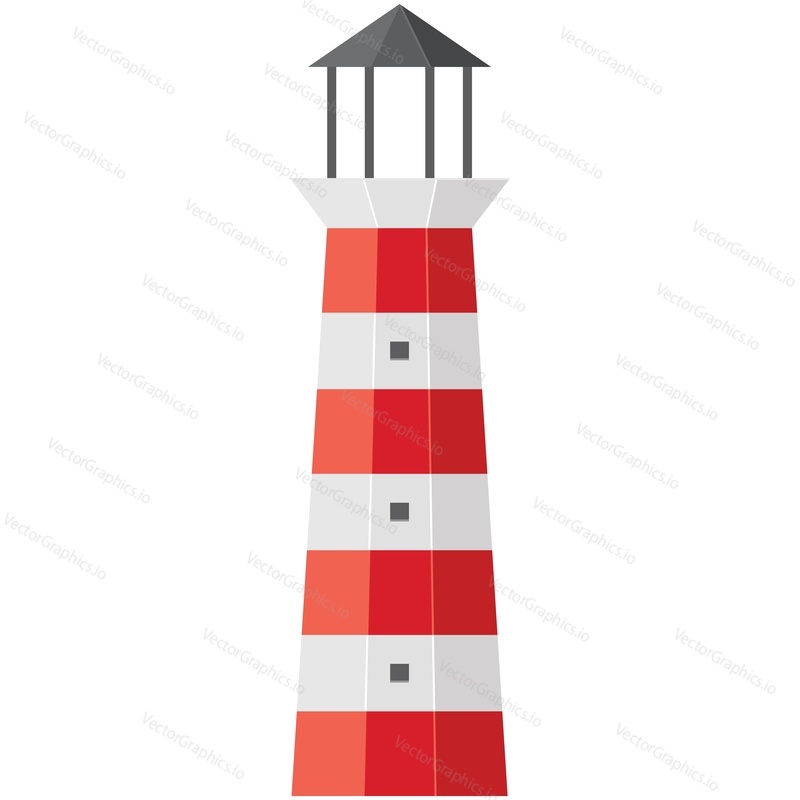 Paper origami lighthouse vector. Geometric sea light house tower art icon illustration. Nautical safety beacon or searchlight sign isolated on white background