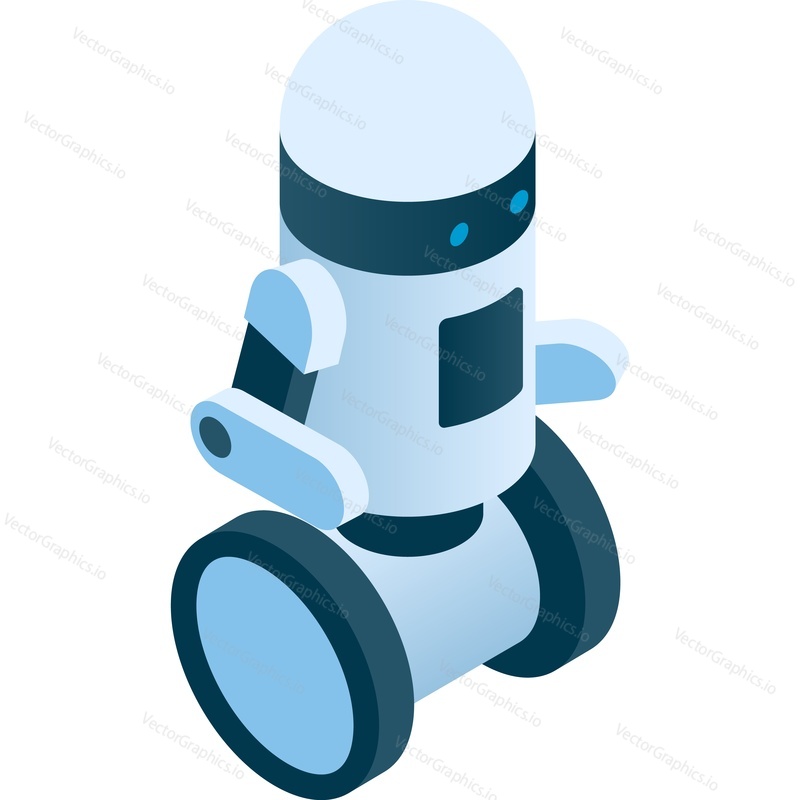 Robot and ai machine isometric character icon vector isolated on white background