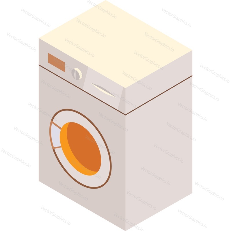 Washing machine vector laundry 3d icon isolated on white background. Home appliance or equipment for laundromat