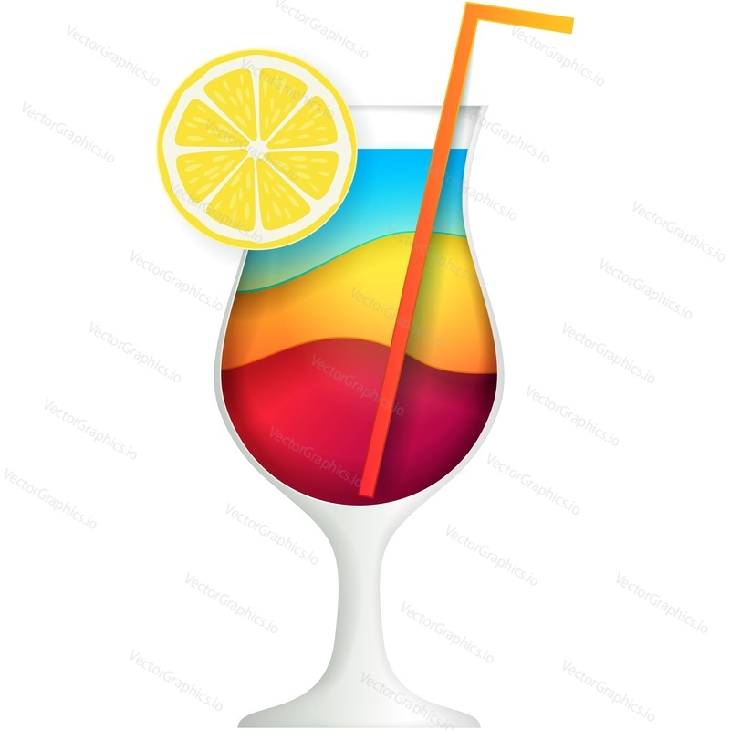 Koktejlová sklenice s citronem vector. Ikona pití alkoholu. Barová šťáva s vápnem a slámou izolovaná. Letní tropické ovoce likér ilustrace. Nápoj shake izolovaných na bílém pozadí