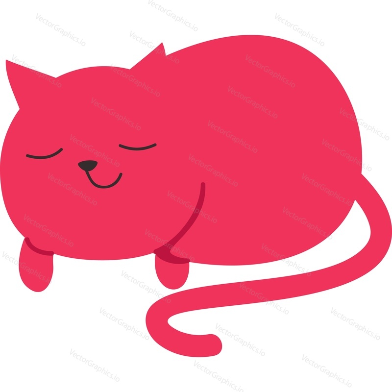 Vector cat sleeping isolated on white background. Cute pet icon. Domestic animal portrait
