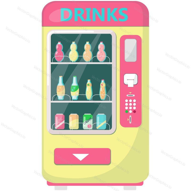 Vector drink vending machine illustration.