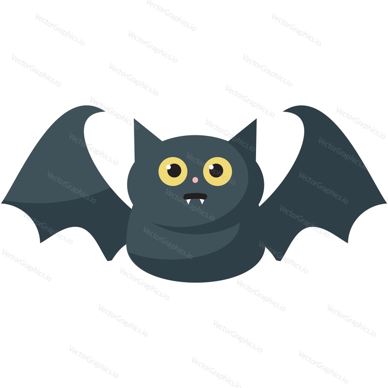 Bat vector. Halloween black vampire cartoon icon. Isolated animal with wing, creepy flying monster on white background