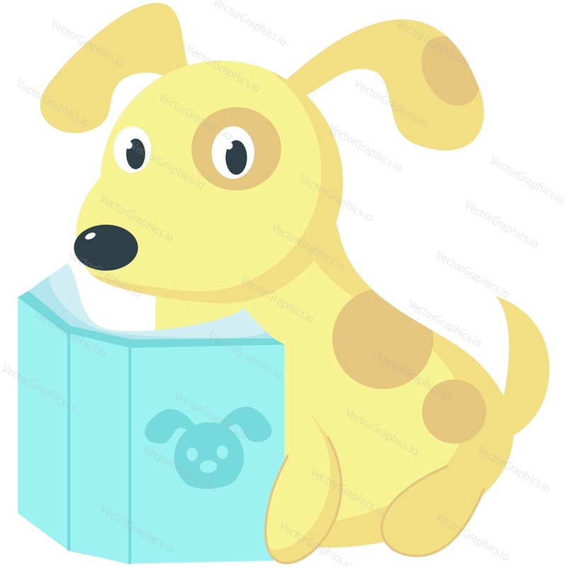 Roztomilý malý pes čtení pohádkové knihy vektor. Funny reader animal character icon. Ilustrace izolovaných na bílém pozadí