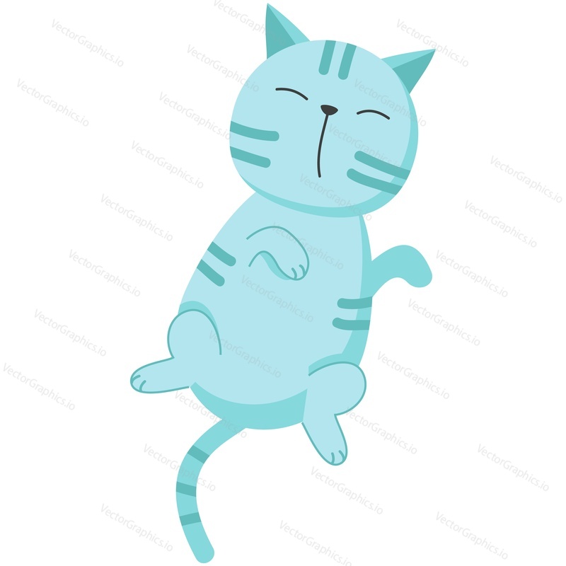 Kawaii kočka spící vektor. Roztomilý znak zvíře usnout ikonu. Lazy kotě zdřímnout izolovaných na bílém pozadí. Před spaním, sladký sen, dobrou noc concpet