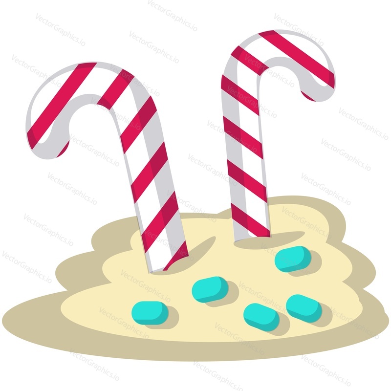 Candy cane vector. Christmas sugar stick icon. Xmas red white sweet lollipop isolated. Traditional noel winter holiday dessert illustration