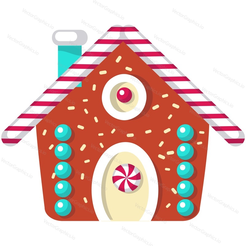 Gingerbread house vector. Vánoční ginger home cookie icon. Zimní dovolená sladká sušenka s cukrovou polevou. Domácí pekárna izolovaných na bílém pozadí