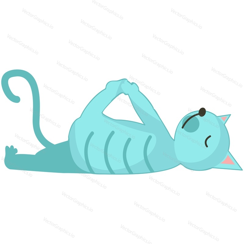 Yoga cat vector. Funny domestic animal cartoon character illustration. Kitten stretching leg isolated on white background. Fitness, pilates, sport, gymnastics workout