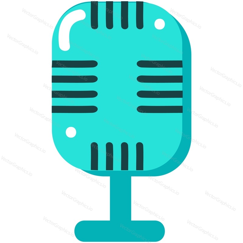 Microphone cartoon vector. Vintage karaoke radio mic icon illustration. Music podcast, audio, speech and musical equipment isolated on white background