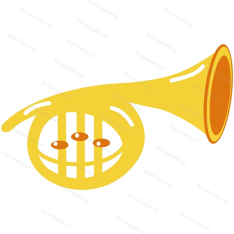 Music vector trombone. Wind instrument icon cartoon illustration. Jazz brass orchestra golden trumpet tuba isolated on white background