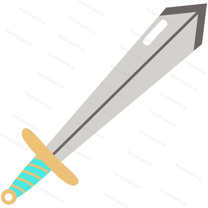 Knight sword cartoon vector. Medieval weapon icon. Knight, viking or pirate knife. Fantasy rpg game dagger isolated illustration on white background