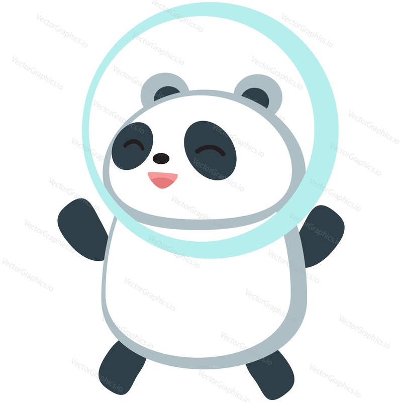 Cute panda cosmonaut vector. Funny cartoon space character icon. Comic bear animal spaceman in astronaut helmet isolated on white background
