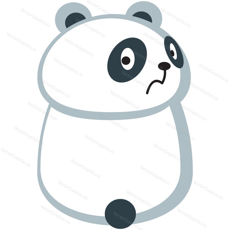 Cute cartoon panda vector. Bear animal icon. Funny baby cub tired character with angry, offended suspicious emotions isolated on white background