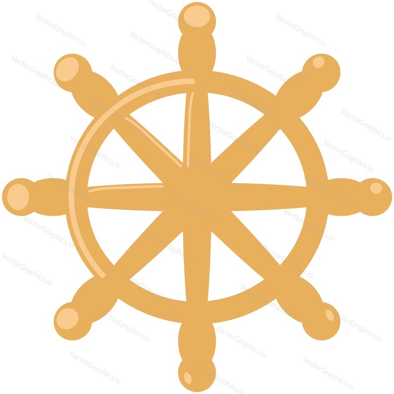 Boat ship steering wheel vector. Rudder icon. Marine captain helm isolated. Old handwheel for sailboat schooner vessel illustration on white background