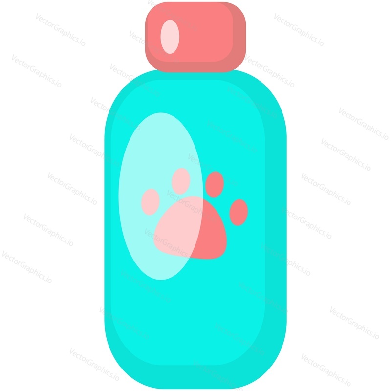 Vector shampoo. Pet dog and cat shower soap bottle icon illustration isolated on white background. Animal grooming, care and hygiene